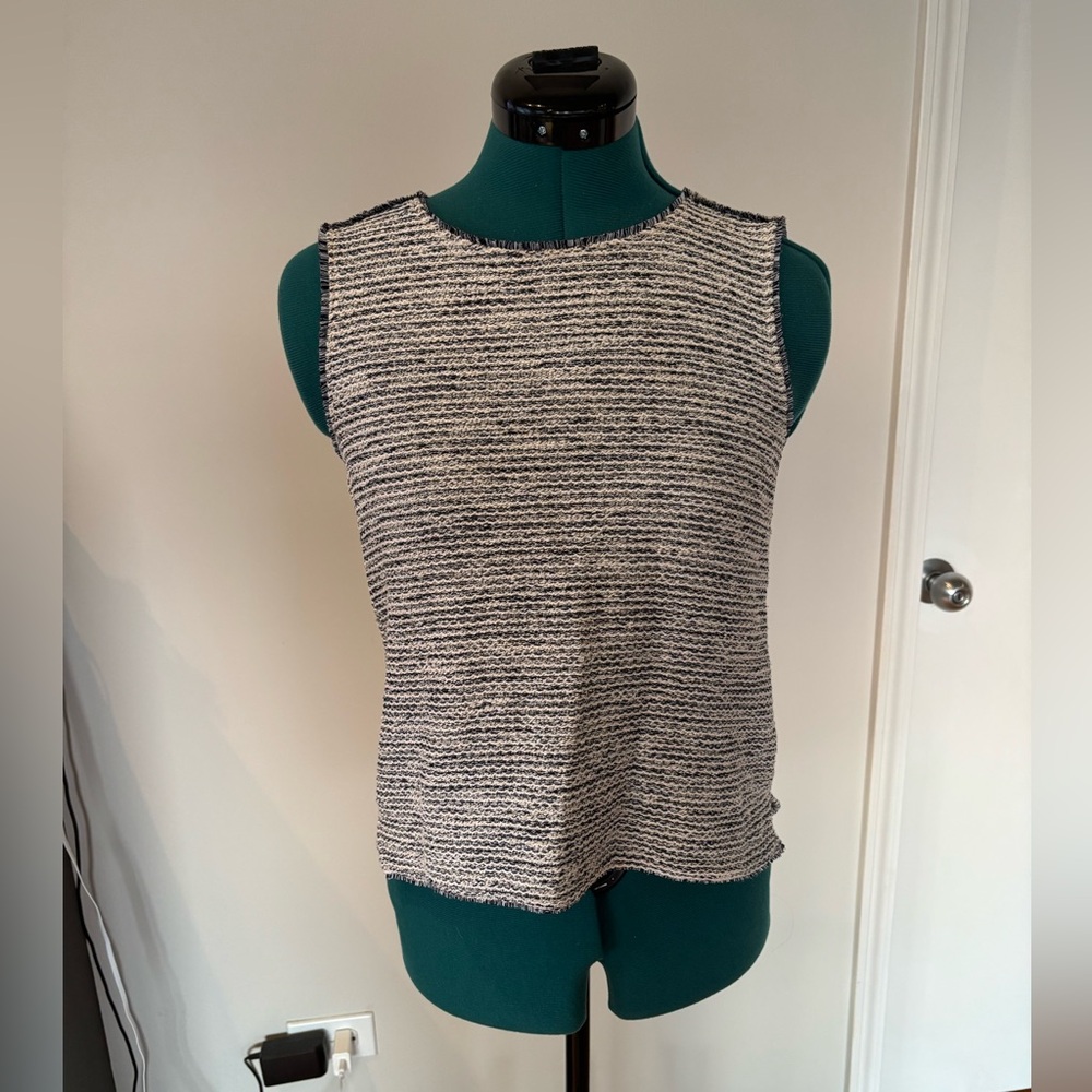 Banana Republic Tweed Striped Sleeveless Tank Top, slight crop